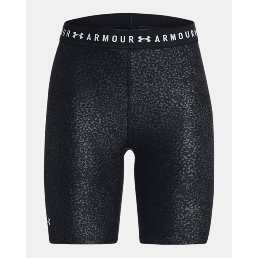 Under Armour Women's HeatGear Black Printed Bike Shorts Size XS New 8 Inch